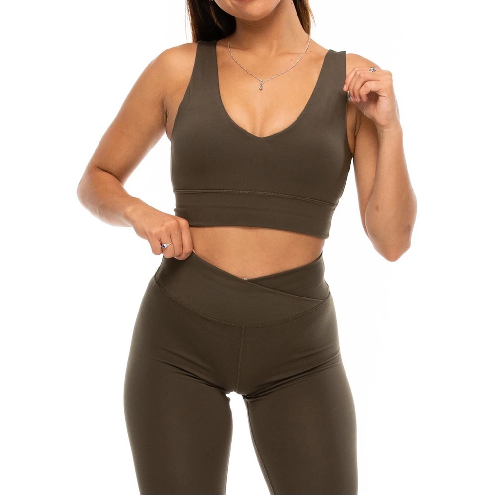 Ethos Crossover Leggings - Olive - Small